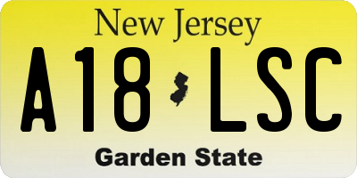 NJ license plate A18LSC