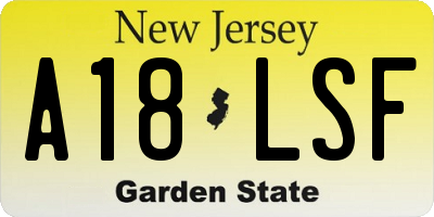 NJ license plate A18LSF