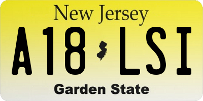 NJ license plate A18LSI