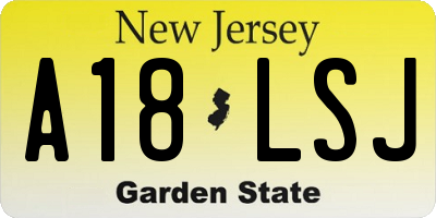 NJ license plate A18LSJ