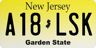 NJ license plate A18LSK