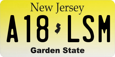 NJ license plate A18LSM