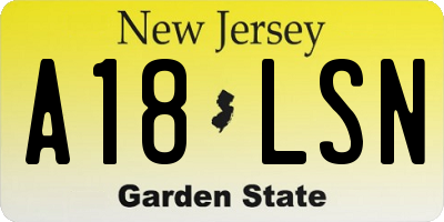 NJ license plate A18LSN