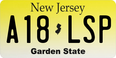 NJ license plate A18LSP