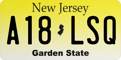 NJ license plate A18LSQ