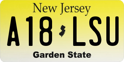 NJ license plate A18LSU