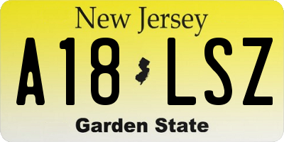 NJ license plate A18LSZ