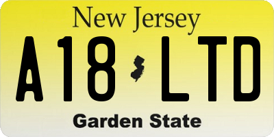 NJ license plate A18LTD