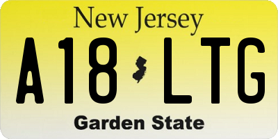 NJ license plate A18LTG