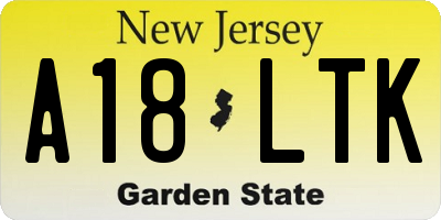 NJ license plate A18LTK
