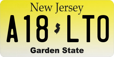 NJ license plate A18LTO
