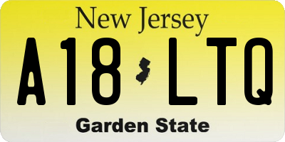 NJ license plate A18LTQ