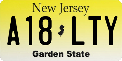 NJ license plate A18LTY