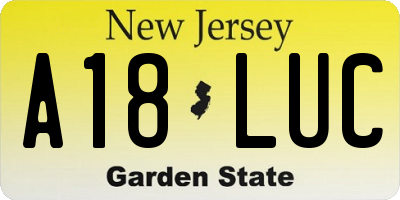 NJ license plate A18LUC