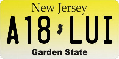 NJ license plate A18LUI