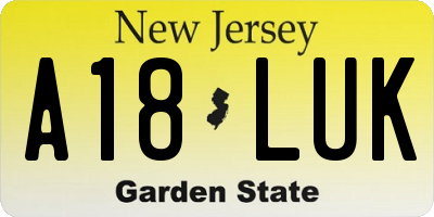 NJ license plate A18LUK