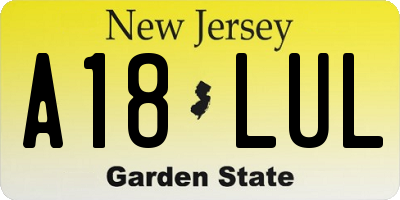 NJ license plate A18LUL