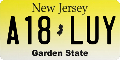 NJ license plate A18LUY