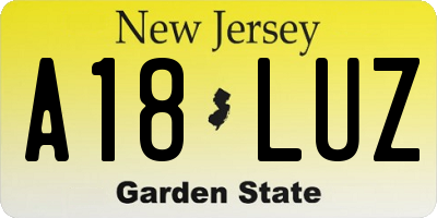 NJ license plate A18LUZ