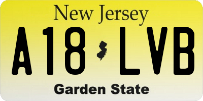 NJ license plate A18LVB