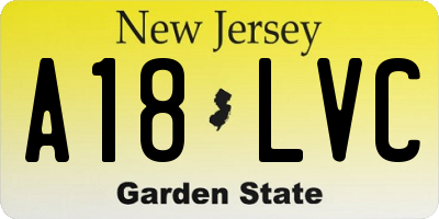 NJ license plate A18LVC