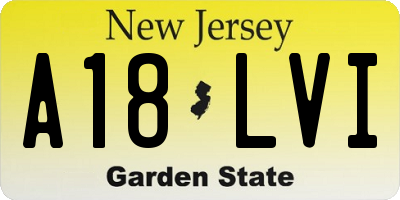 NJ license plate A18LVI