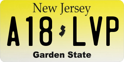 NJ license plate A18LVP