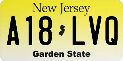 NJ license plate A18LVQ
