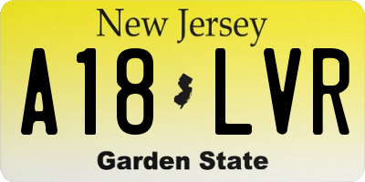 NJ license plate A18LVR