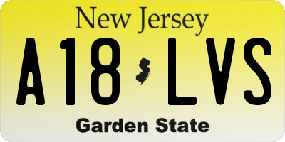 NJ license plate A18LVS