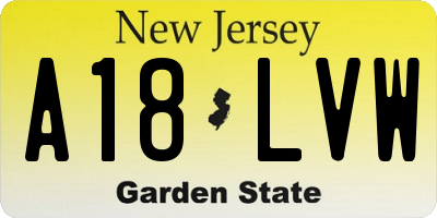 NJ license plate A18LVW
