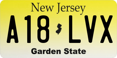 NJ license plate A18LVX