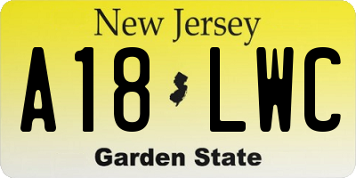 NJ license plate A18LWC