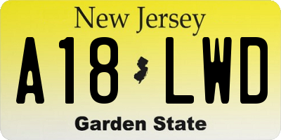 NJ license plate A18LWD