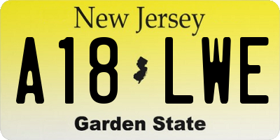 NJ license plate A18LWE