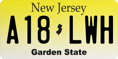 NJ license plate A18LWH