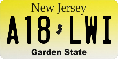 NJ license plate A18LWI