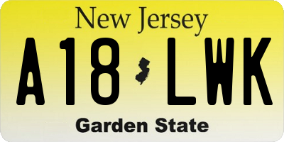 NJ license plate A18LWK