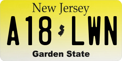 NJ license plate A18LWN