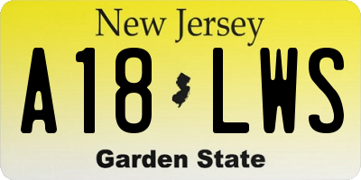NJ license plate A18LWS