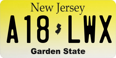 NJ license plate A18LWX