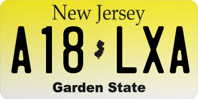 NJ license plate A18LXA
