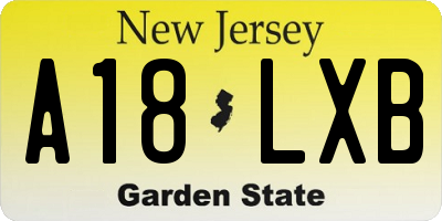 NJ license plate A18LXB
