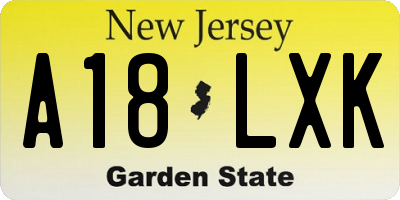 NJ license plate A18LXK