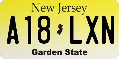 NJ license plate A18LXN
