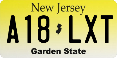 NJ license plate A18LXT