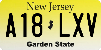 NJ license plate A18LXV