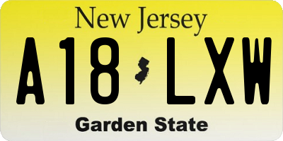 NJ license plate A18LXW