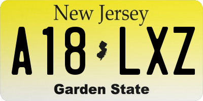 NJ license plate A18LXZ