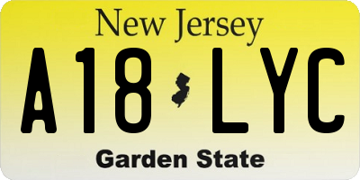 NJ license plate A18LYC